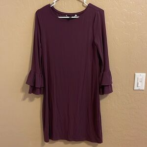 White House Black Market Women’s Purple Bell Sleeve Scoop Neck Dress Size S